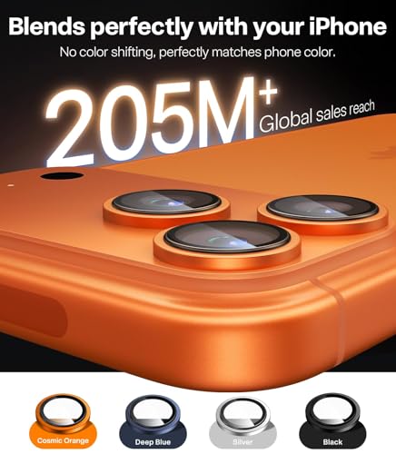 Image of TORRAS Aerospace-Grade Camera Lens Protector for iPhone 17 Pro & 17 Pro Max with 9H+ Glass - Premium Imported Invisible Metal Ring, Anti-Scratch & HD Clarity - Cosmic Orange
