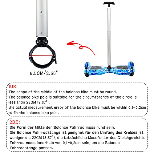 Locisne Rekbaar Aluminium Balans Scooter Stuur voor 6.5CM (2.56") Diameter Roller Twee Wielen Scooter, Beginner Elektrische Hoverboard Stand, Smart Hoverscooter Ondersteuning Stuur - zilver - Afbeelding 5