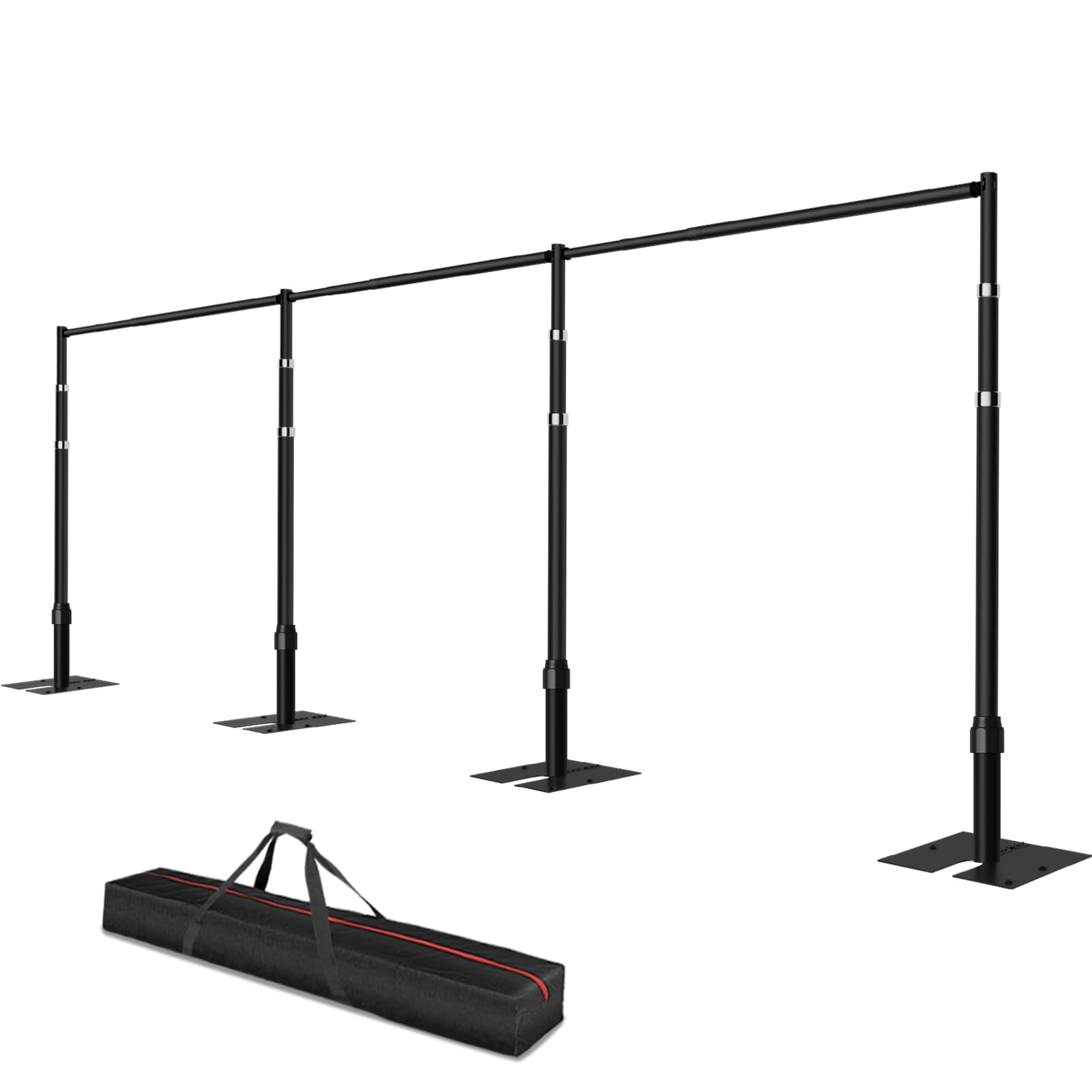 Photo 1 of Qoolfoto  And Drape Backdrop Stand, 12x30ft Heavy Duty Adjustable Background Frame with Metal Base, Back Drop Holder for Parties Photography Wedding Photoshoot Decoration - Black