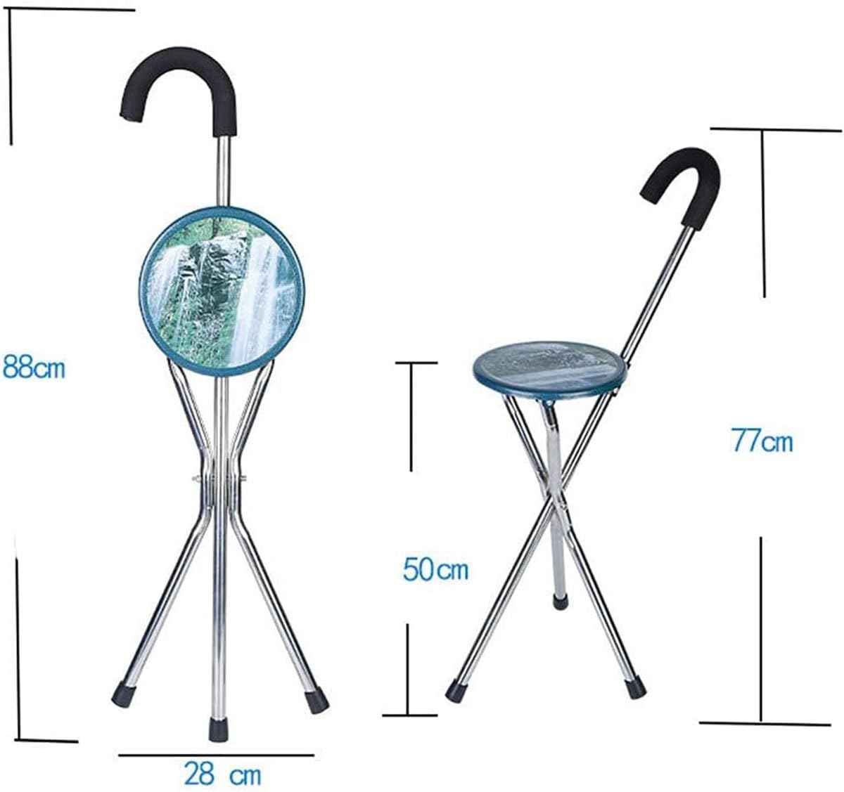 Silla para Caminar Portátil Bastón Silla Plegable Bastón para Trípode Taburete Portátil Bastón Ortopédico Mango Ergonómico Ayuda para Caminar para Ancianos Y Discapacitados