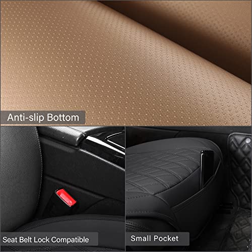 Image of Front Car Seat Covers - Leather Seat Covers with Storage Pocket and Two Belt Pads, Anti-Slip Waterproof Universal Seat Covers for Cars Fit Cars Trucks SUV(Black,2 Pack)