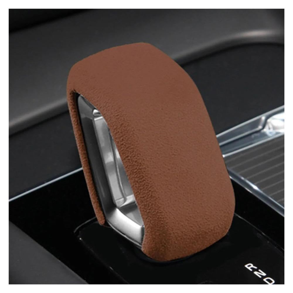 Hyasdbwe Brown Suede Gear Shift Knob Trim Cover Center Console Shift Sticker For Volvo Xc60 S90 Xc90 S60 V60 Xc40 V90cc 2022- Gear Shifter Parts(Brown)