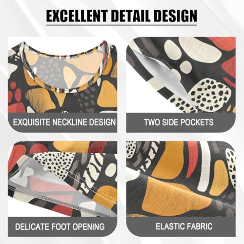 ALAZA Animal Print Color Pajamas Set Short Sleeve Cotton Sleepwear Summer Pjs 2 Piece 5-14Y4