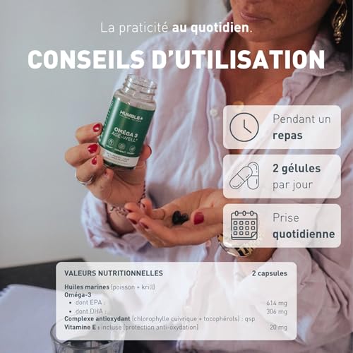 HUMBLE+ Pack Active Aging 3 Mois - 3 Magnésium + 3 Oméga-3 EPA & DHA | Bisglycinate D3, B6, B12 & Huiles de Poisson - Programme Complet, Trimestriel - pour le Quotidien - Marque Française