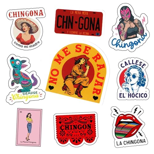 Image of Funny Chingona Stickers for Mexican Latina Women, Bold Hispanic Heritage Decals for Water Bottles Laptop Kindle, Vibrant Chicana Power Gift Set, Waterproof Vinyl