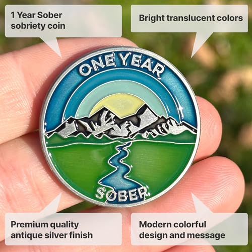 Image of The Achieve Mint 1 Year Sober Token - Non-AA, Non-Religious Sobriety Gift for Men & Women