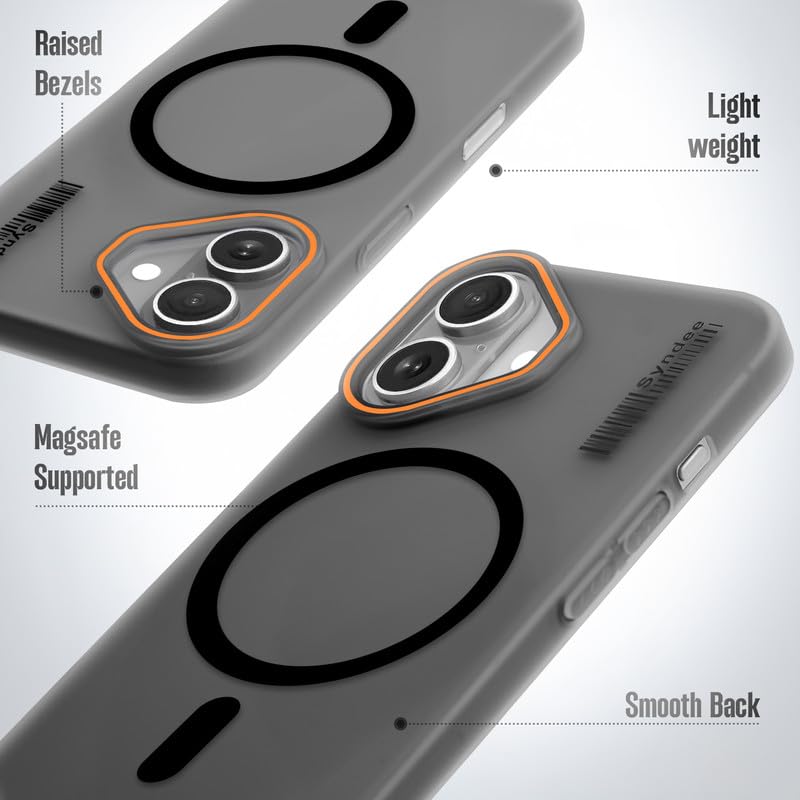Image of Mr. Case Back Cover for iPhone 16 Sleek Frosted Translucent Back with Wireless Charging Support | Anti-Scratch Shockproof Phone Case - Black