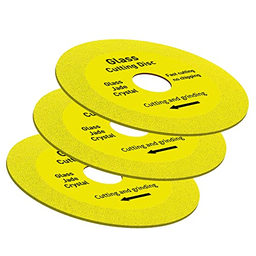 3PCS Diamond Glass Cutting Disc,1mm Thick, 100mm x 15mm, Professional Fast Precise Diamond Blade Glass Cuts for Porcelain Stoneware Hard Tiles Granite Marble for Angle Grinder