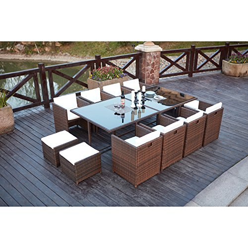 JFB Le Vito : Salon Jardin Chocolat encastrable en résine 12 Personnes