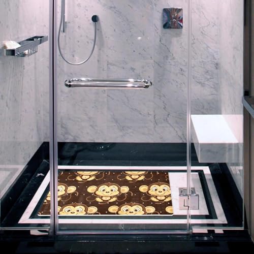 Tapis de bain singe marron en PVC antidérapant extra long pour baignoire - 7