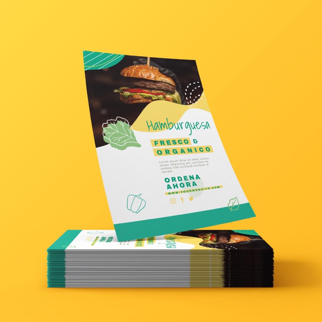 Flyers Personalizados - Folletos Publicitarios para Empresas - Añade Colores, Textos, Imagen, Logo – Papel Brillante - Distintas medidas gramajes y cantidades (A5 (14.8x21cm))