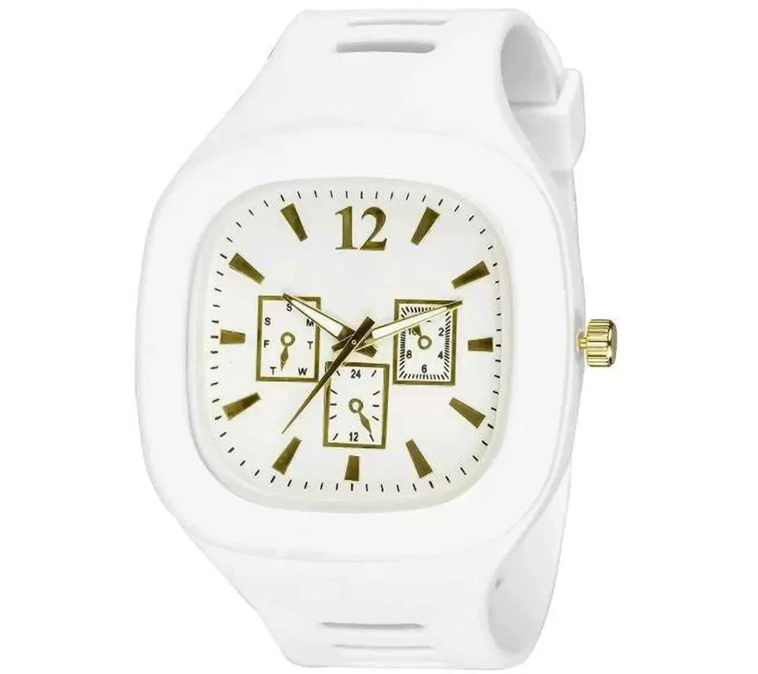 Vrozty Square Dial Silicone Strap Stylish Designer Analog Watch - for Boys & Men (White) (B0C5RQ6QN7) Amazon Price History, Amazon Price Tracker