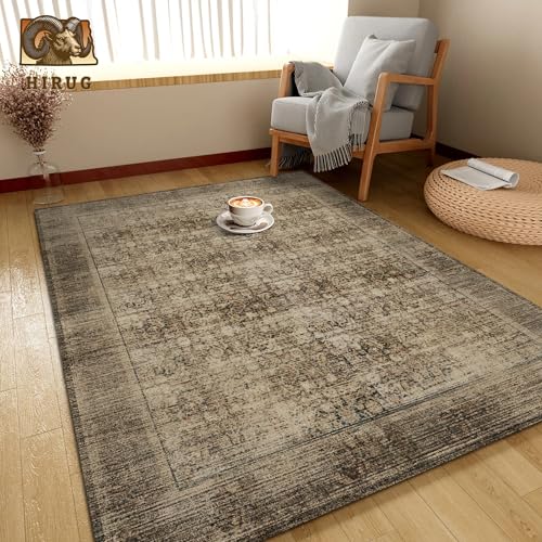 Washable Area Rug 3' x 5 ' Vintage Traditional Persian Mat - Foldable Distressed Non-Slip Machine Washable Carpet for Living Room Bedroom Kitchen Home Decor - Mocha and Taupe - image 4