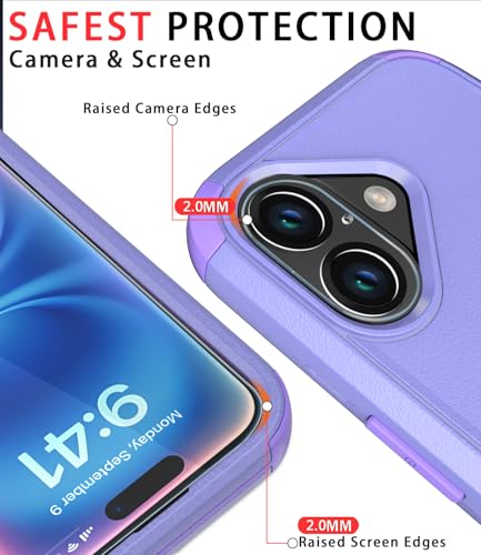 Image of Diverbox for iPhone 16 Case [Shockproof] [Dropproof] [Tempered Glass Screen Protector + Camera Protectors] Heavy Duty Protection Phone Case Cover for Apple iPhone 16 (Purple)