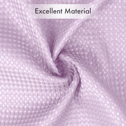 Image of AmazerBath Light Purple Shower Curtain Waffle Textured, Lavender Shower Curtain Fabric Thick Heavy Duty 240GSM, Hotel Quality Bathroom Shower Curtains, Premium Polyester, 72 x 72 Inches