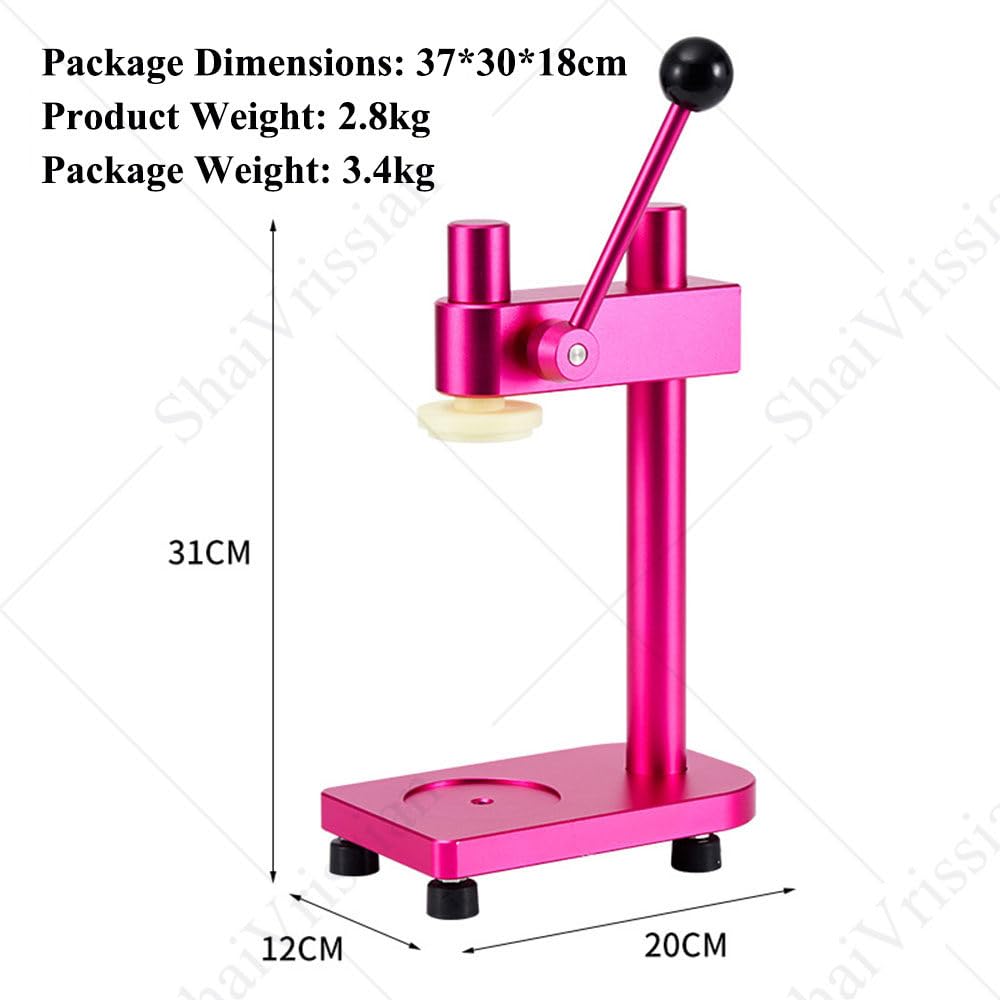 Macchina Sigillatrice Portatile per Lattine,Tappatrice Manuale,Altezza Regolabile 90-160mm,Base Stabile Inclusa,Non Richiede Elettricità,per Conserve Casalinghe Pink