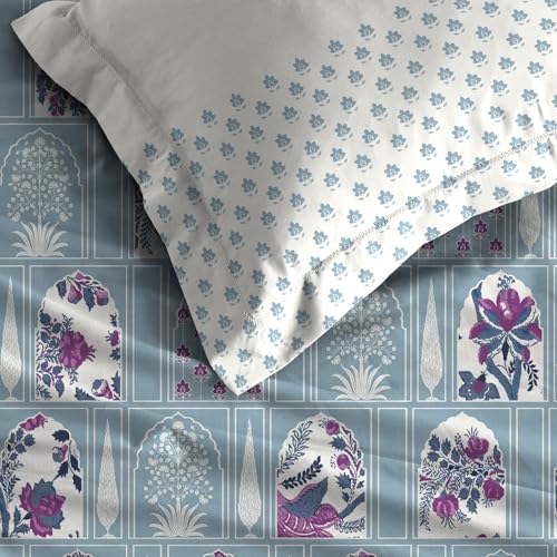 Image of MYTRIDENT Celebration Bedsheet Gifting Collection Double Size - Aangan Blue