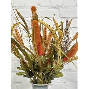 Admired By Nature 14 Stems Artificial Flowers Cattail Wheat Fall Mixed Bush Decorative Flower Arrangements Faux Cattails Plant Décor or Wedding Home Office Cemetery Flowers for Grave, Gold, Set of 2 Admired By Nature 14 Stems Artificial Flowers Cattail Wheat Fall Mixed Bush Decorative Flower Arrangements Faux Cattails Plant Decor or Wedding Home Office Cemetery Flowers for Grave Gold Set of 2