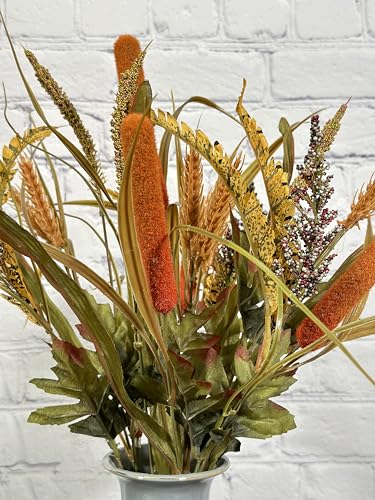 Admired-By-Nature-14-Stems-Artificial-Flowers-Cattail-Wheat-Fall-Mixed-Bush-Decorative-Flower-Arrangements-Faux-Cattails-Plant-Decor-or-Wedding-Home-Office-Cemetery-Flowers-for-Grave-Gold-Set-of-2 Admired By Nature 14 Stems Artificial Flowers Cattail Wheat Fall Mixed Bush Decorative Flower Arrangements Faux Cattails Plant Decor or Wedding Home Office Cemetery Flowers for Grave Gold Set of 2