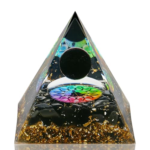 Zhiwei Pirámide de Orgone Pequeña – Pirámide de Cristal para Sanación con Amatista y Obsidiana, Energía Positiva, Sanación Espiritual, Resiste el Estrés, Trae Buena Suerte, Riqueza y Éxito (Negro)