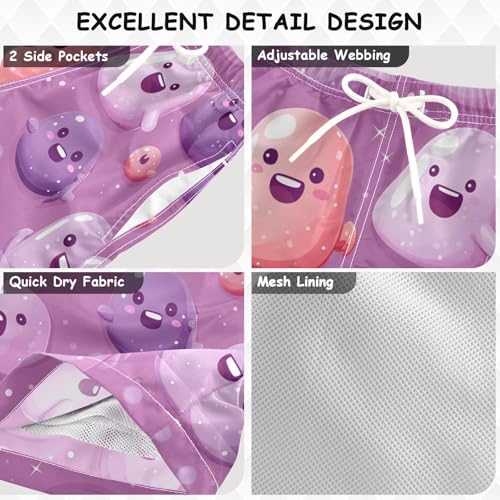 Pigsaly Boys Swim Trunks Pink Purple Mauve Dusty Rose Cute Ghost Boys Board Shorts Swimsuit Swimwear Summer Bathing Suit 3T3