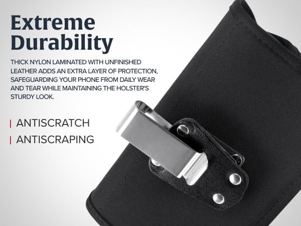 Turtleback Belt Clip for iPhone 16 Pro Max, 15 Pro Max, 14 Pro Max -Medium- Fits w/Shockproof Commuter Style Cases, Premium Black Leather, Horiz. Belt Holder, Magnetic Closure HD Rotating Clip - Image 5