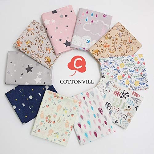 COTTONVILL 20COUNT Cotton Print Quilting Fabric (Quarter 10pcs, 06-Star)