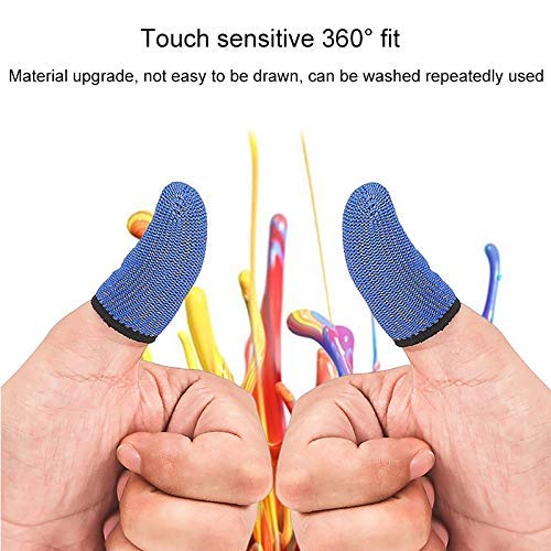 Image of Thumb & Finger Sleeve for Mobile Game with Super Conductive Fiber Fabric, Anti-Sweat & Breathable for PUBG, Garena Free Fire, Rules of Survival, Knives Out, COD Mobile (6 Pair-12 pcs With Black Pouch)