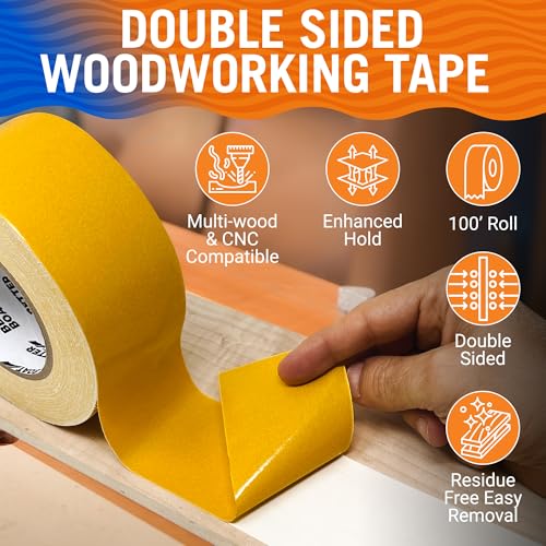 Image of Better Boat Double Sided Tape for Woodworking and Tools, Heavy-Duty CNC | Acrylic Router Templates, Marine Grade Removable, 2.5 inch x 100ft (Pack of 2)