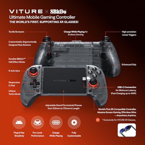 x 8BitDo Ultimate Mobile Gaming Controller - Primo al mondo per XR | USB-C latenza minima, stick Hall, gioco+carica, perf professionali Android - Controller - Immagine 5