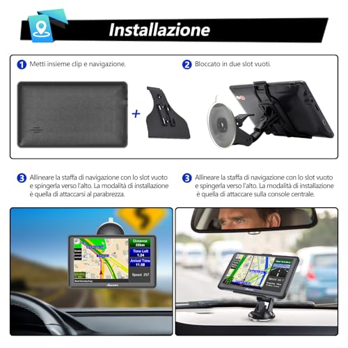 AWESAFE Navigatore Auto/Camion 7 Pollici 2024 GPS Navigatore Satellitare Auto Camper Autobus Taxi, Avviso Traffico Vocale, Limite di Velocità, Aggiornamenti gratuiti delle mappe a vita