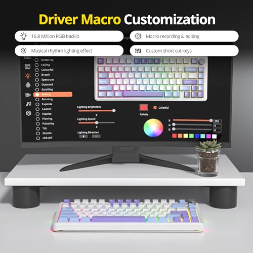 Image of surmen M75 75% Wireless Creamy Keyboard with Gasket, Pre-lubed Triple Mode Bluetooth Mechanical Gaming Keyboard BT5.0 /2.4Ghz /USB with Sound Absorbing Pads Hot-Swap(Starlight White)