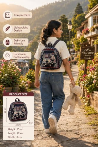Image of Elephant Print Canvas Tote Bag for Women, Ethnic Shoulder Handbag with Multicolor Elephant Design, Dual Handle Everyday Carry Bag for Shopping, Office, College, Travel & Daily Use