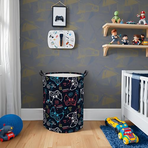 Image of Game Laundry Basket Boys Kids Baby Laundry Hamper Dirty Clothes Organizer Storage Bin Nursery Hamper for Bedroom Room Decor(Game)