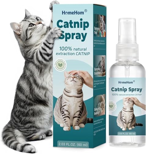 HomeHom Catnip Spray for Cats Calm Anxious Stressed or Bored Indoor Cats Naturally Spray on Toys Bedding or Scratch Post 100% Natural Not for Direct Spray on Pets
