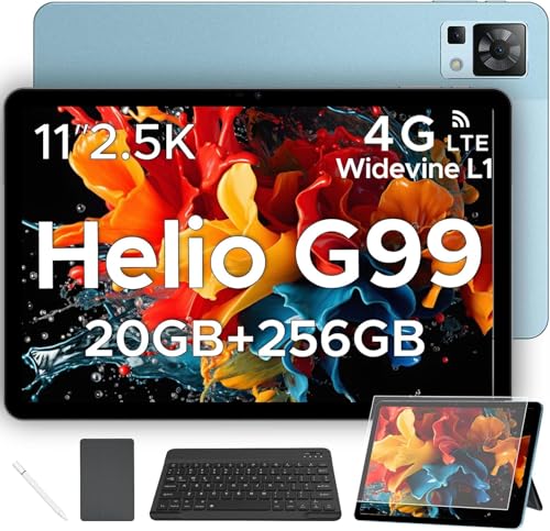 DOOGEE T35 Tablet 11 Pulgadas con Teclado y Lapiz, 20GB RAM 256GB ROM/2TB TF Tablet Android 14 2.5K Pantalla FHD+, Tableta Helio G99 8580mAh/20MP/Dual 4G LTE/Widevine L1/Face ID Tablet PC y Funda 2025