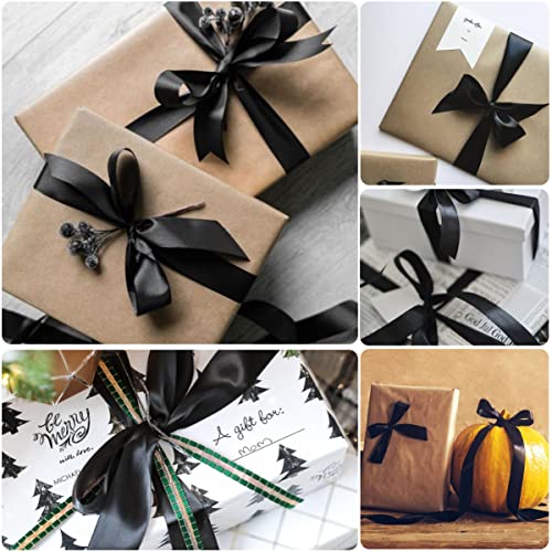 Black Ribbon 40mm, 23 Meters Black Satin Fabric Present Ribbon for Crafting Gift Wrapping, Balloons, Floral Bouquet - Image 3