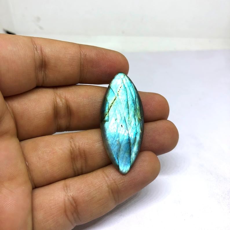 Labradorite véritable taillée en marquise, gemme de collection pure - 3
