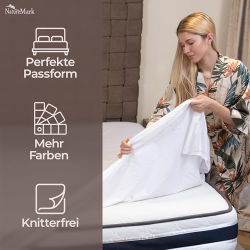 Betttuch/Bettlaken/Haustuch 250x150 cm weiß von Green Mark Textilien® 100% gewebte Baumwolle