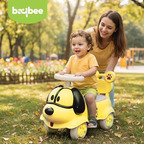 Image of Scooby Ride on Cars for Kids | Portable Baby Push Ride-ons with Music & Toy Storage | Indoor Kids Car with Lights & Safety Backrest | Outdoor Rider Cars for Kid 1 to 3 Years (Yellow)