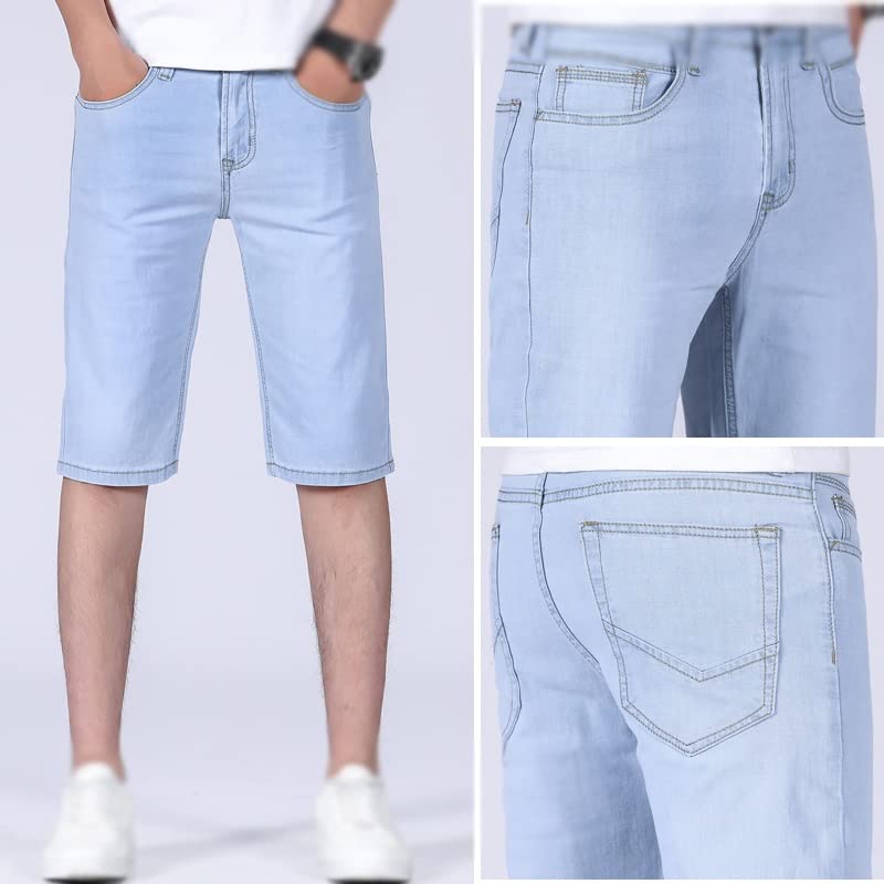 Shorts en jean bleu clair pour hommes en denim stretch RLKHXBS