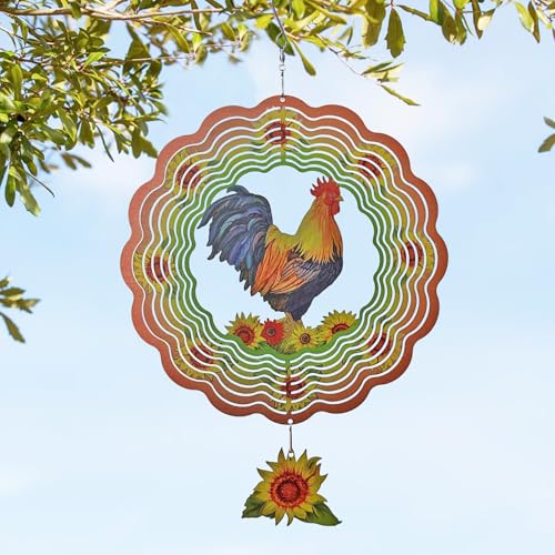Chicken Wind Spinners,3D Rooster Stainless Steel Hanging Spinner,Garden Decorations, Wind Catchers Sculpture for Indoor, Outdoor Decor,Yard Art