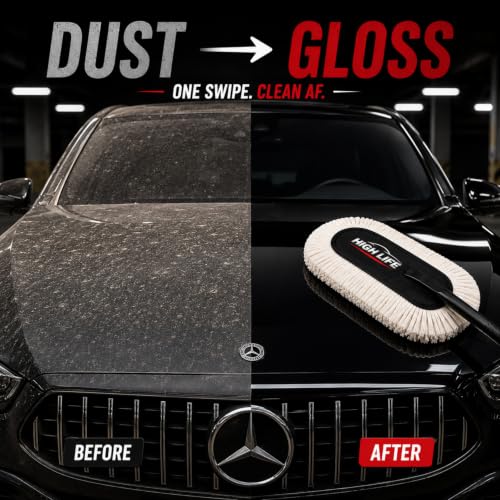 Image of HIGH LIFE Premium Microfiber Car Duster | Ultra Soft Scratch-Free Car Cleaning Brush | Washable Reusable Dust Remover for Car, Bike & SUV | Waterless Cleaning for Dashboard, Glass, Interior & Exterior