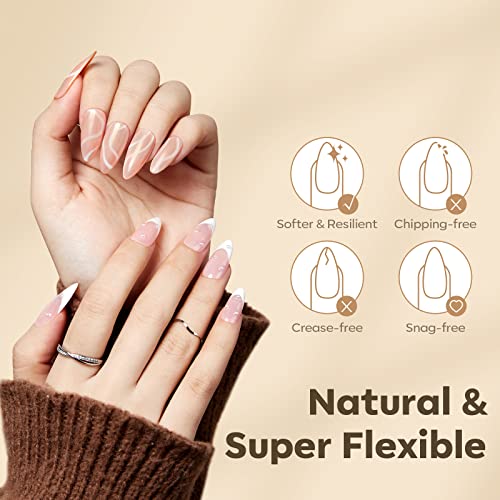 Image of Modelones Medium Almond Nail Tips, 510Pcs Fake Nails Gel Tips Pre-shaped Full Matte Cover False Acrylic Extensions No Filed Stronger Press on Manicure 15 Sizes