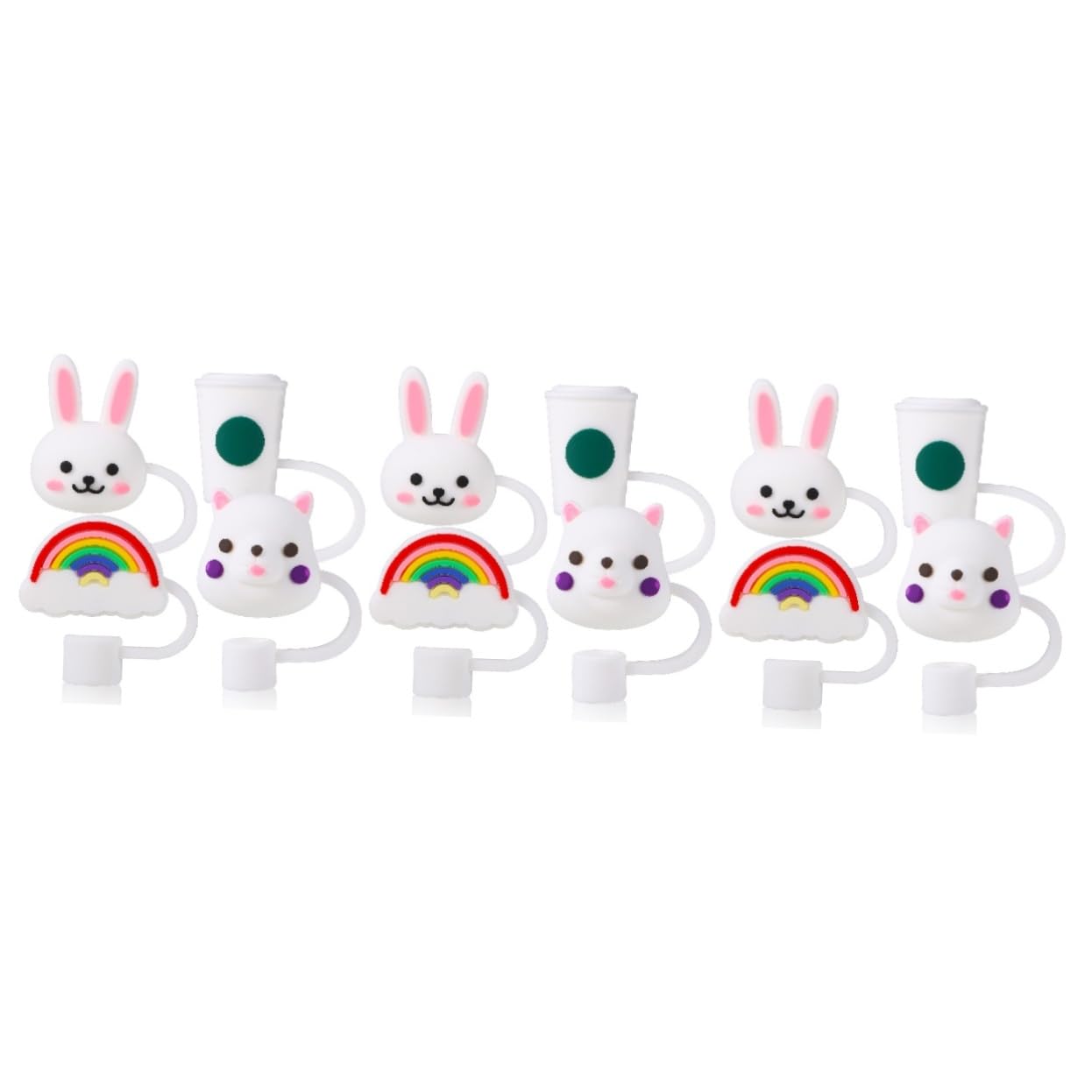 Embouts de paille en silicone dessin animé Ciieeo pour la décoration de gobelets, lot de 36 pièces