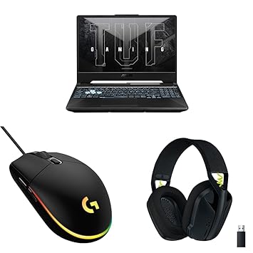 ASUS TUF Gaming Laptop (AMD R7 4000 Series/16GB RAM & 512GB SSD Storage/3050 Graphics)+Logitech G G102Wired Gaming Mouse+Logitech G435 Gaming Bluetooth Wireless Over Ear Headphones with Mic - Black