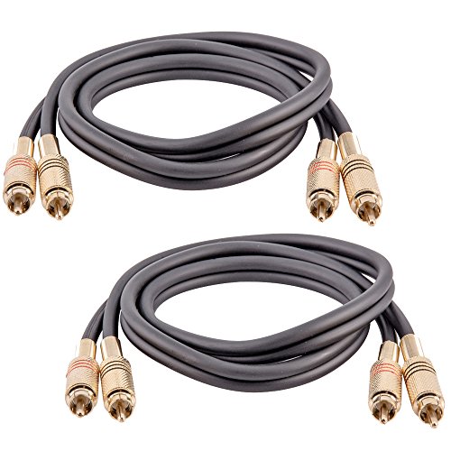 Seismic Audio Speakers Dual 2-RCA Audio Patch Cables, Male to Male, Black and Red, 3 Foot, Pack of 2