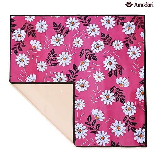 Image of Waterproof Bed Server Mat /Food Mat /Bedsheet Protector | Reversible | 2-Layer Heavy Material | Multi-Purpose Place Mat (Colour & Print May Vary) (floral-21)