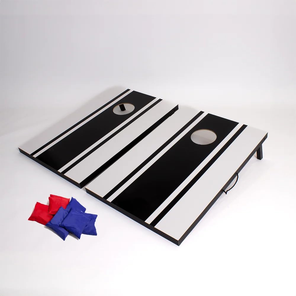 Cornhole Spiel Set mit 2 Wurfbrettern und 8 Wurfsäckchen, Wurfspiel Outdoor für Familie, Freunde, Party und Camping