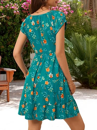 Image of HUHOT Teen Petite Women Floral Short Summer Mini Dresses with Pockets Cute Milkmaid Sundress 2026